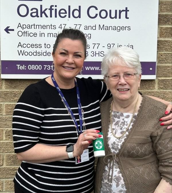 Janine Proctor with resident Jean who was saved by Message in a Bottle